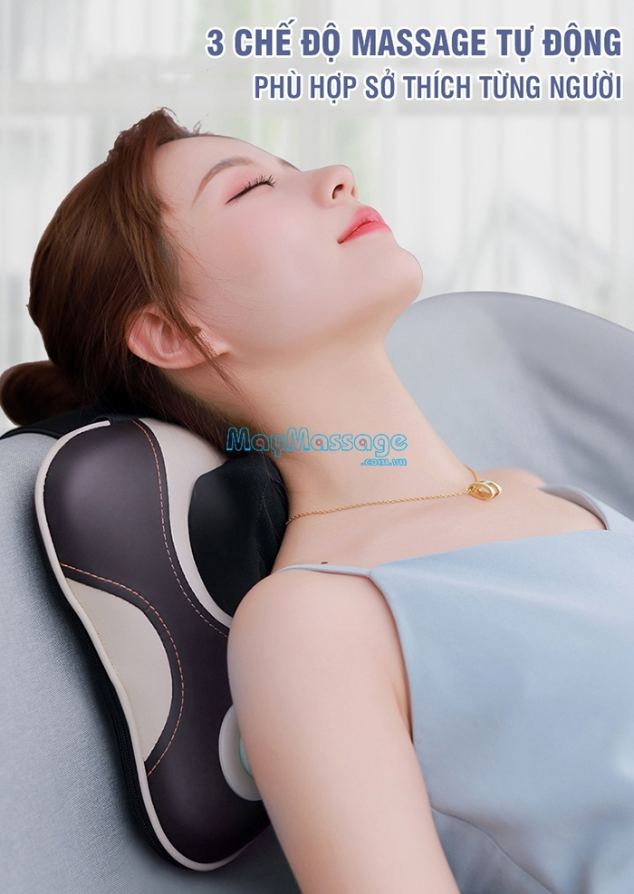 Gối massage hồng ngoại Nikio NK-136AC giúp giảm đau đầu