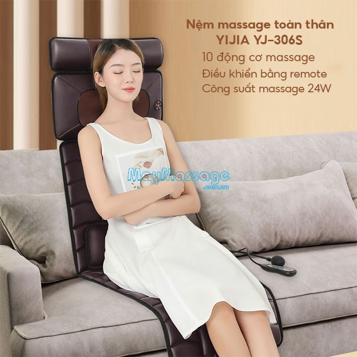Nệm massage toàn thân YIJIA YJ-306S giúp xoa dịu cơn đau, giảm căng thẳng