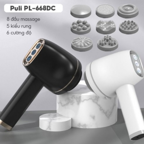 Máy massage cầm tay pin sạc Puli PL-668DC 8 đầu 6 cường độ mát xa