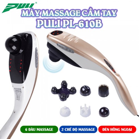 Máy massage cầm tay cá mập 6 đầu Puli PL-610B - Điện tử - tay cầm dài dễ sử dụng