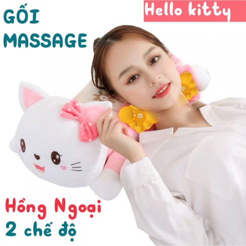 Gối nằm massage cổ vai gáy pin sạc Hello Kitty YIJIA YJ-68
