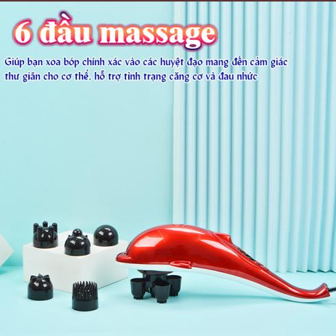 Máy massage cầm tay cá heo Nikio PL-608B - 6 đầu dòng cải tiến mới