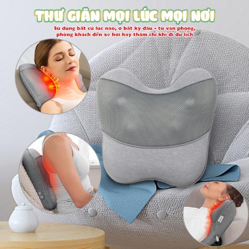 Gối massage nhiệt hồng ngoại Booster Boluojun ST-1203 - Thích hợp thư giãn dùng cho lưng và cổ vai gáy
