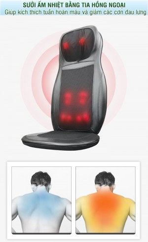 Ghế (đệm) massage ô tô toàn thân hồng ngoại sưởi ấm Puli PL-802B