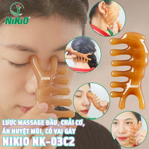 Lược massage đầu chải cơ ấn huyệt mũi cổ vai gáy thái dương Nikio NK-03C2