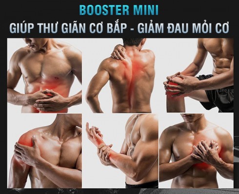 Súng massage giải cơ Booster Pocket MINI - Hỗ trợ điều trị đau cơ khởi phát muộn - Xám xanh 