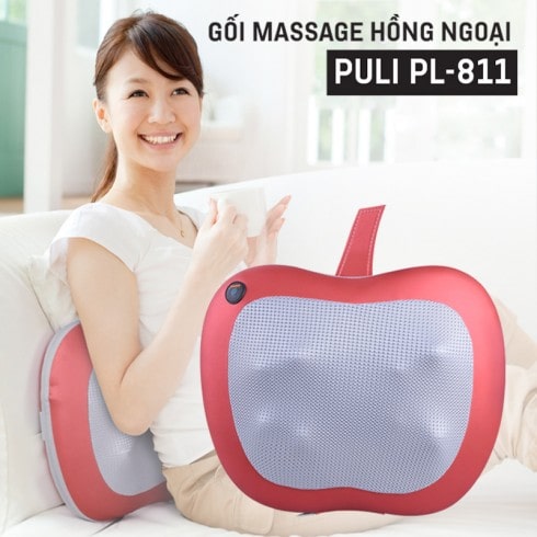 Gối massage hồng ngoại ô tô cao cấp Puli PL-811 - Trái táo