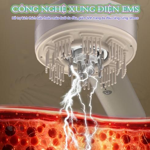 Cây (lược) massage đầu cầm tay Nikio NK-112 Pro - Xoa bóp da đầu và chải đầu đẩy tinh chất