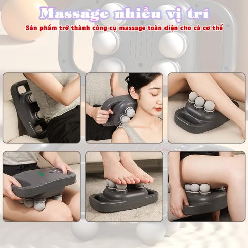 Máy đấm lưng cầm tay Nikio NK-272 PRO cao cấp 6 đầu massage toàn diện