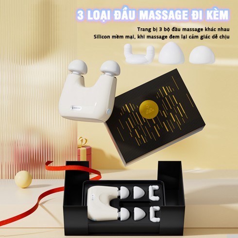 Súng massage cầm tay đầu kép Booster MINI KK - chườm nóng