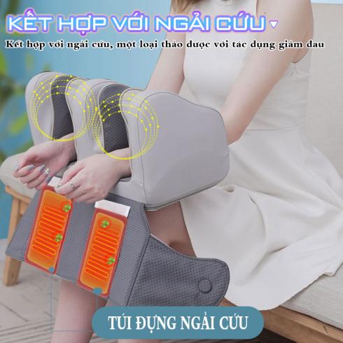 Máy massage đầu gối YIJIA YJ-908F - 5 cường độ massage 9 cường độ rung và túi ngải cứu đi kèm