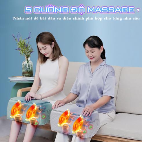 Máy massage đầu gối YIJIA YJ-908F - 5 cường độ massage 9 cường độ rung và túi ngải cứu đi kèm