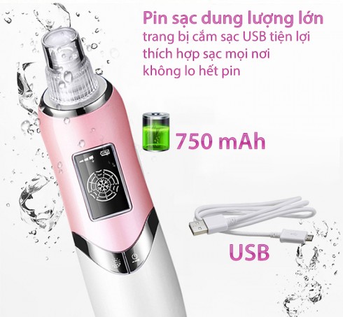 Máy hút mụn kết hợp đầu mát xa nóng lạnh Binzim BZ-0720 - 2in1