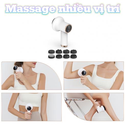 Máy massage cầm tay mini Puli PL-681DC - 9 chế độ rung tùy chỉnh 8 đầu massage chuyên dụng