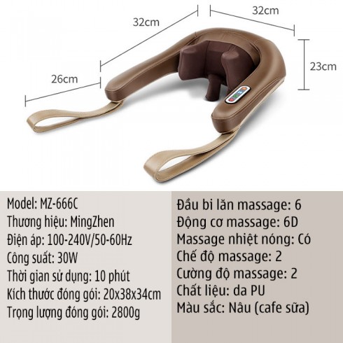 Máy massage cổ xoa bóp ấn huyệt trị liệu đau mỏi Ming Zhen MZ-666C