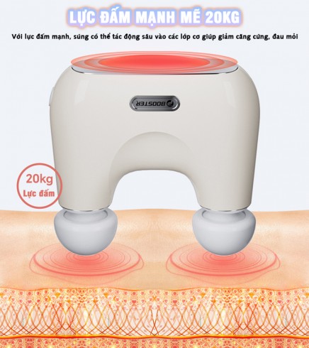 Súng massage cầm tay đầu kép Booster MINI KK - chườm nóng