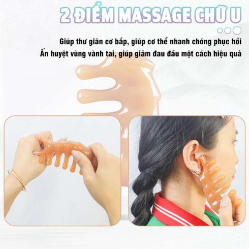 Lược massage đầu chải cơ ấn huyệt mũi cổ vai gáy thái dương Nikio NK-03C2