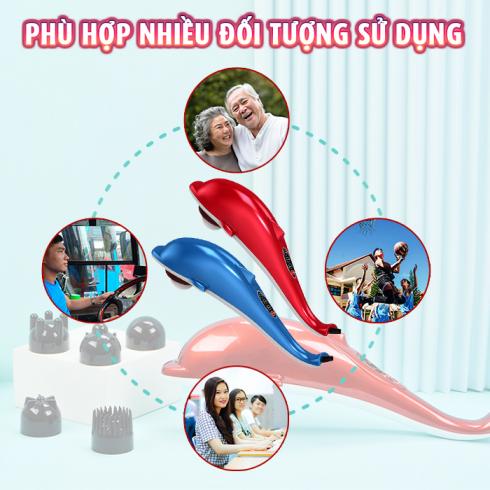 Máy massage cầm tay cá heo Nikio PL-608B - 6 đầu