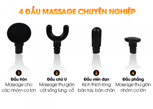 Súng massage cầm tay giãn cơ Booster MINI V3 - 4 đầu matxa