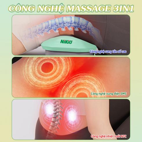 Máy massage lưng cột sống 5in1 Nikio NK-159 - Màu xám cao cấp