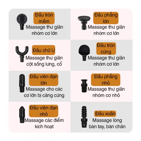 Súng massage mini Booster V2 cầm tay giãn cơ - Pin sạc 8 đầu