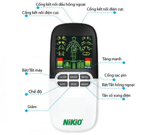 Máy massage xung điện Nikio NK-102 - Đèn hồng ngoại trị liệu mũi