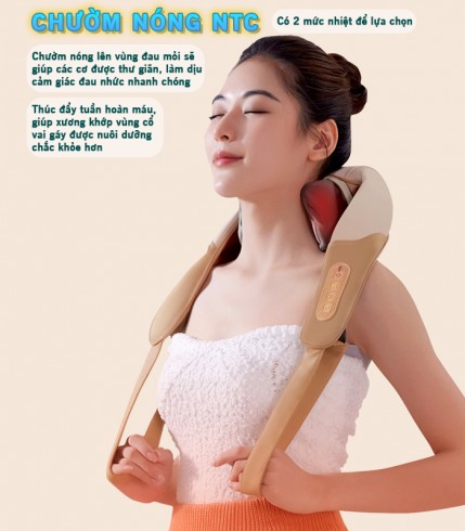 Máy massage cổ vai gáy Nikio NK-139 - Dòng pin sạc cao cấp có dây đai tiện lợi
