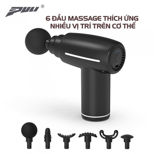 Súng massage cầm tay mini Puli PL-656 - 6 đầu cảm biến lực đấm thế hệ mới mát xa giảm đau nhức toàn 