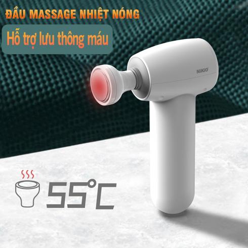 Súng massage cầm tay mini Nikio NK-175 giãn cơ - Có đầu nóng 55 độ C