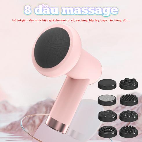 Máy massage cầm tay mini Puli PL-681DC - 9 chế độ rung tùy chỉnh 8 đầu massage chuyên dụng