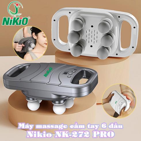 Máy đấm lưng cầm tay Nikio NK-272 PRO cao cấp 6 đầu massage toàn diện