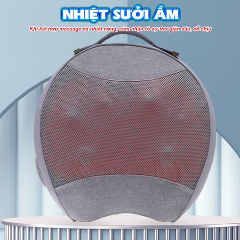 Gối massage hồng ngoại đa năng pin sạc Nikio NK-137 - Đấm bóp và xoa bóp dây ấn