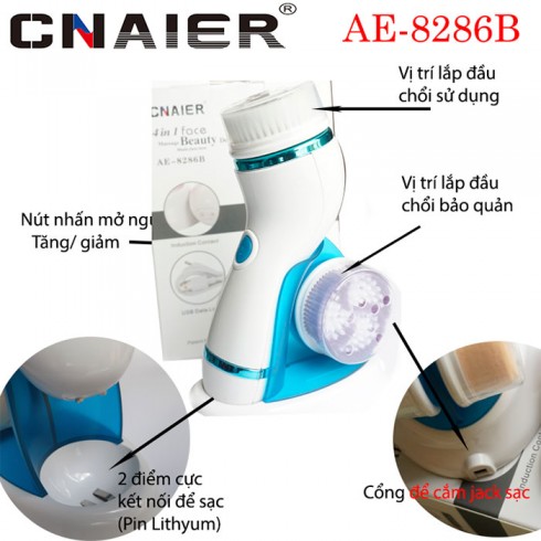 Máy massage và rửa mặt pin sạc Hàn Quốc CNAIER AE-8286B