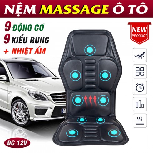 Nệm massage ô tô hoặc tại nhà rung và có nhiệt sưởi MingZhen 308 - 12V