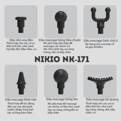Súng massage gun trị đau nhức giảm căng cơ Nhật Bản Nikio NK-171