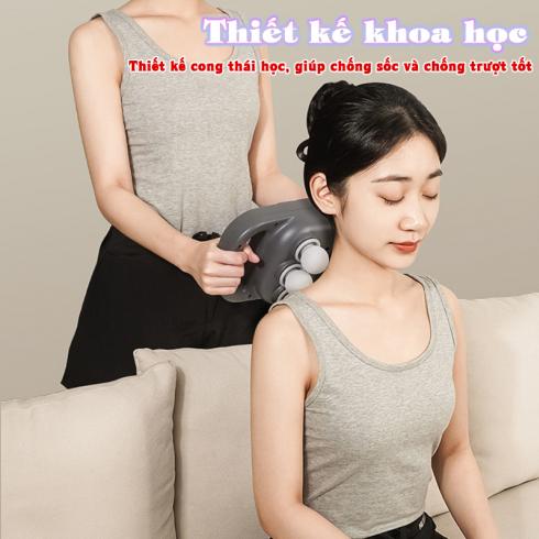 Máy đấm lưng cầm tay Nikio NK-272 PRO cao cấp 6 đầu massage toàn diện