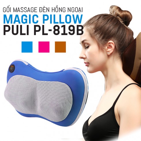 Gối massage hồng ngoại 4 bi Pillow Puli PL-819B