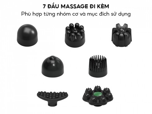 Máy massage cầm tay pin sạc thư giãn toàn thân Nikio NK-177 - 7 đầu