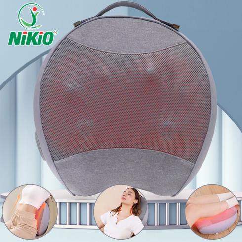 Gối massage hồng ngoại đa năng pin sạc Nikio NK-137 - Đấm bóp và xoa bóp dây ấn