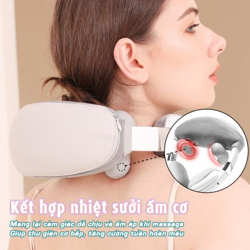 Máy massage cổ vai gáy pin sạc ST-321 - 3 chế độ xoa bóp 2 chế độ nhiệt sưởi và công nghệ nhiệt sưởi ấm