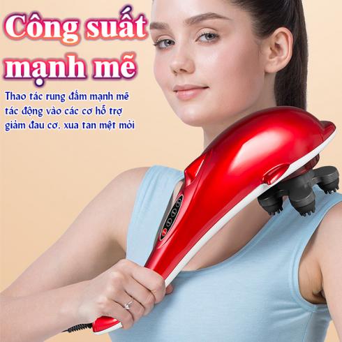Máy massage cầm tay cá heo Nikio PL-608B - 6 đầu dòng cải tiến mới