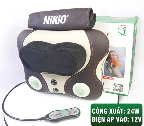 Máy (gối) massage đấm bóp trị đau lưng cổ vai gáy pin sạc Nikio NK-136DC