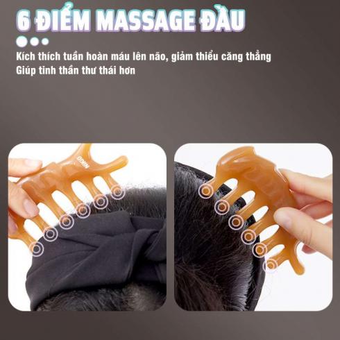 Lược massage đầu chải cơ ấn huyệt mũi cổ vai gáy thái dương Nikio NK-03C2