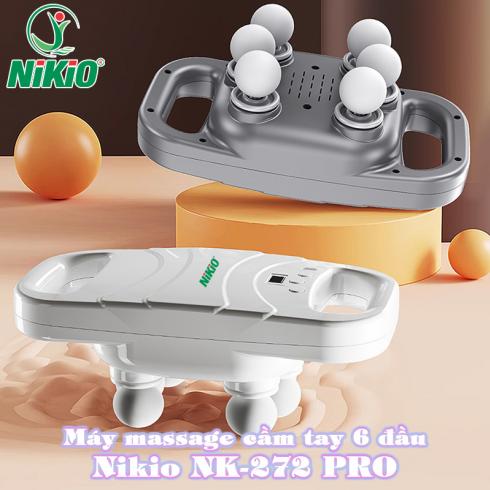 Máy đấm lưng cầm tay Nikio NK-272 PRO cao cấp 6 đầu massage toàn diện