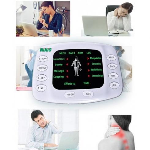 Video Máy massage xung điện 4 miếng dán và đôi dép trị liệu bàn chân Nikio NK-105