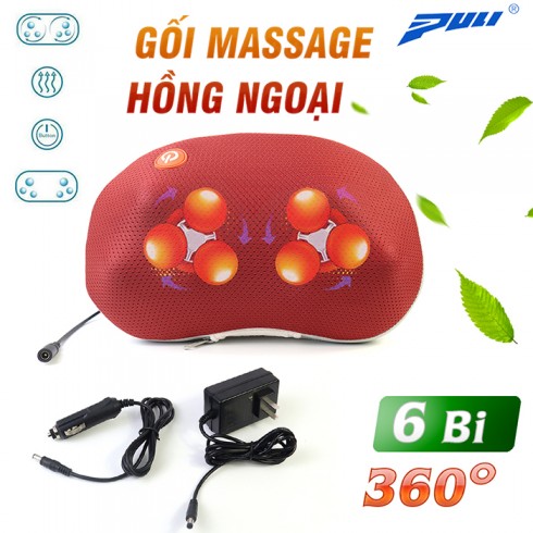 Video gối massage hồng ngoại điều trị đau mỏi cổ 6 bi Puli PL-817B