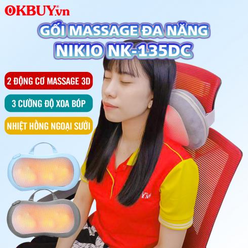 Video Gối massage cổ vai gáy pin sạc Nikio NK-135DC - Xoa bóp kết hợp hồng ngoại